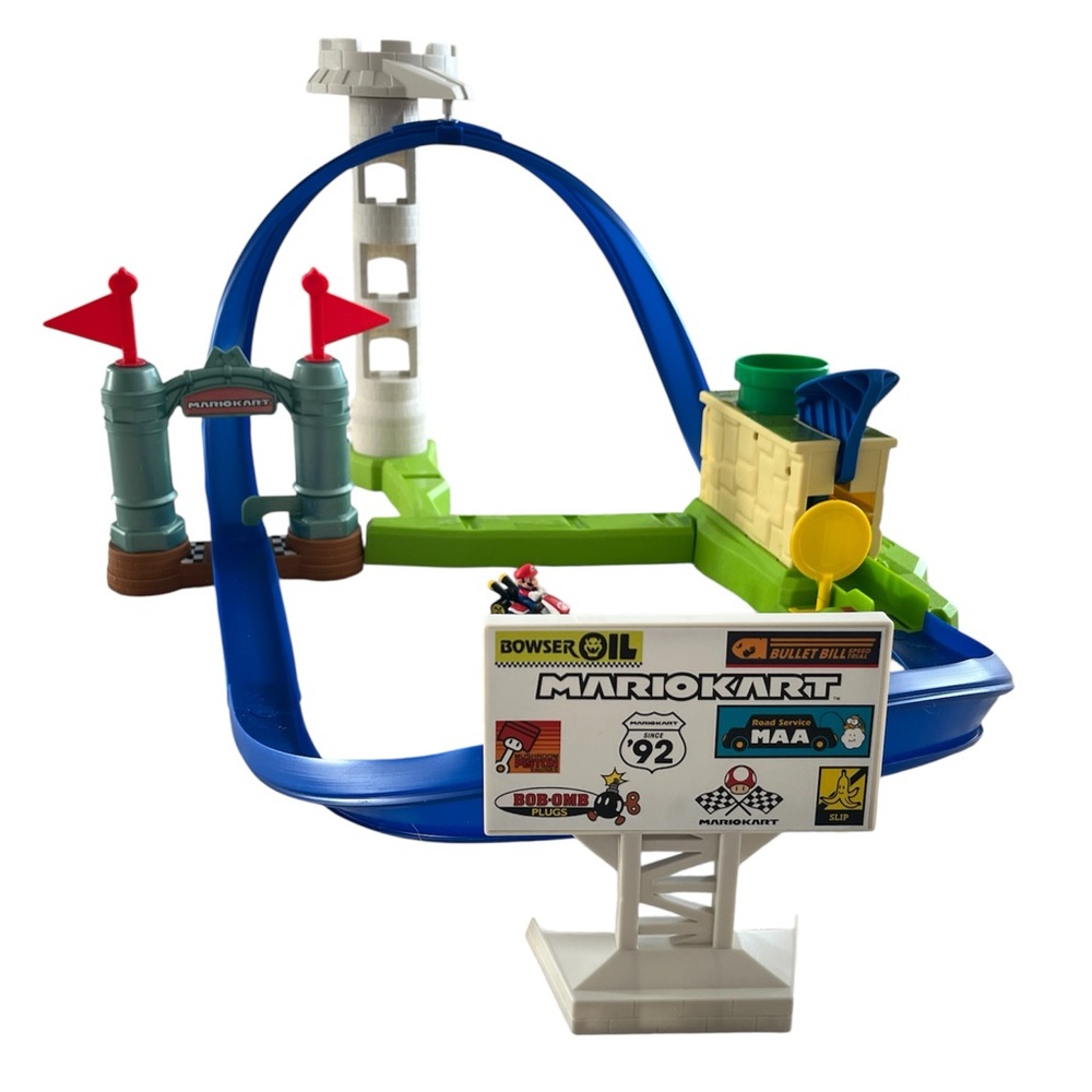 Mario Kart Racing Set with Blue and Green Track